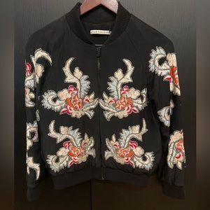 alice and olivia hand embroidered bomber jacket